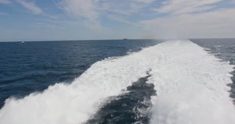 Ferry wake on the open sea between Denmark and Norway, passenger and car Stock-Footage 317070792