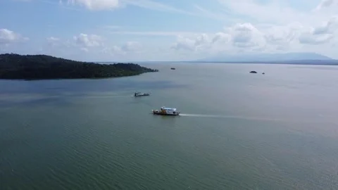 The ferry was on its way to carry passengers and freight to the port and wa.. Stock Footage 267081089