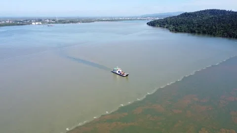 The ferry was on its way to carry passengers and freight to the port and wa.. Stock Footage 267082272