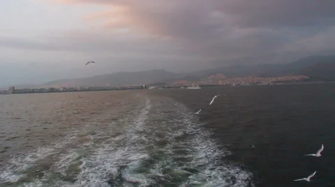 Ferry wave view Stock Footage 63280258