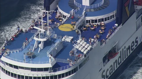 Ferry On Way To Denmark 스톡 동영상 65380477