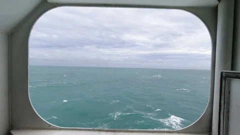 Ferry window overlooking the sea Stock Footage 234477659