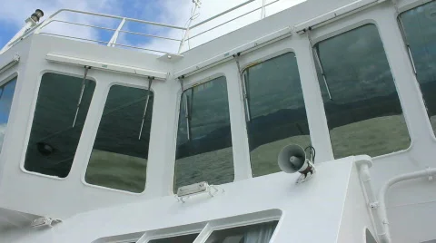 Ferry windows reflecting sea Video stock 857574
