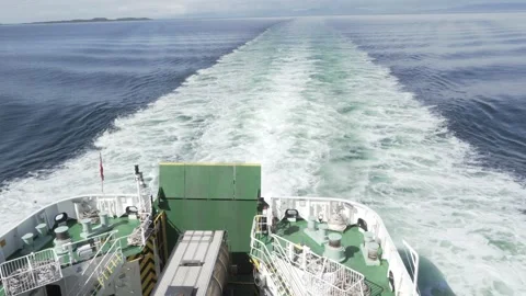 Ferryboat deck ocean water trail Stock Footage 248351409