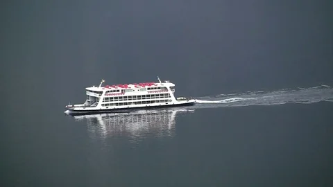 Ferryboat on the lake Stock Footage 77398167