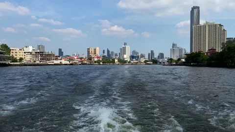 Ferryboat sailing in Chao Phraya river in Bangkok, Thailand 4K Video stock 175223477