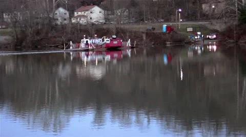 Ferryboat on a Still River Video stock 22243525