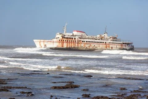 Ferryboat stranded on the shore Stock Photos