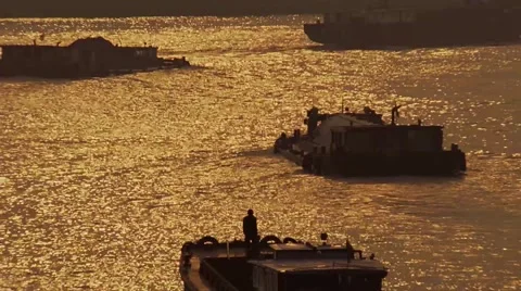 The ferryboat,wushongjiang river Stock-Footage 53370639