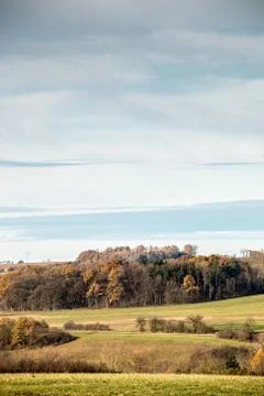 Fertile fields, meadows, forests and green and brown soil Stock Photos