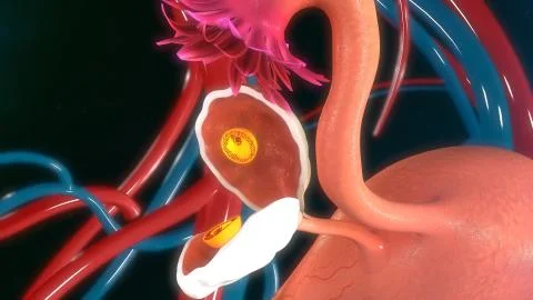 Fertilised egg in ovary Stock Illustration