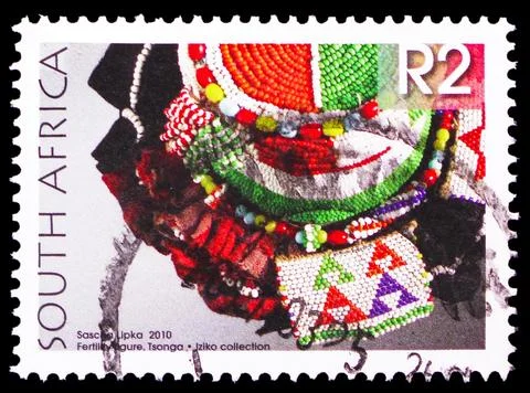 Fertility Figure, Tsonga, Beaded artwork serie, circa 2010 Stock Photos