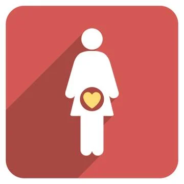Fertility Flat Rounded Square Icon with Long Shadow Stock Illustration