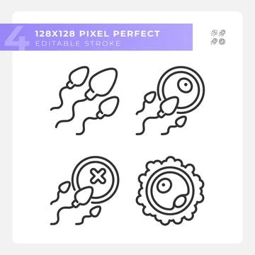 Fertility linear icons set Stock Illustration