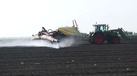 Fertilization agriculture, fertilizer application by field Stock Footage