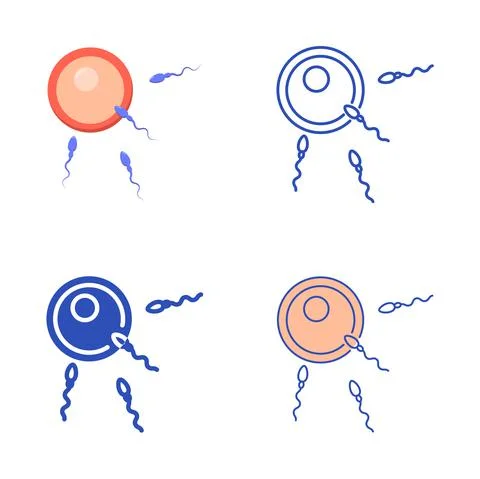 Fertilization icon set in flat and line style Stock Illustration