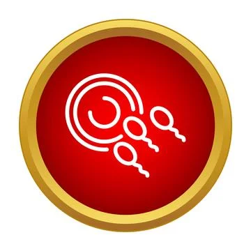 Fertilization icon showing sperm approaching an egg Stock Illustration