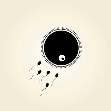 Fertilization process. Human sperm cell icon. Abstract icon goal, sperm vecto Stock Illustration