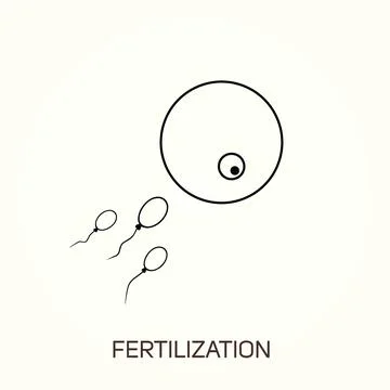Fertilization process. Human sperm cell icon. Abstract icon goal, sperm vecto Stock Illustration
