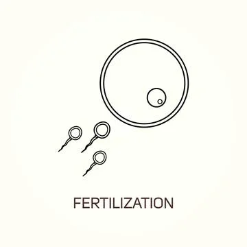 Fertilization process. Human sperm cell icon. Abstract icon goal, sperm vecto イラスト素材