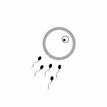 Fertilization process. Human sperm cell icon. Abstract icon goal, sperm vecto Stock Illustration