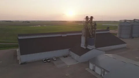 Fertilizer And Grain Elevator At Fertilizer Plant In The Countryside At Dusk. - Stock Footage 314504606
