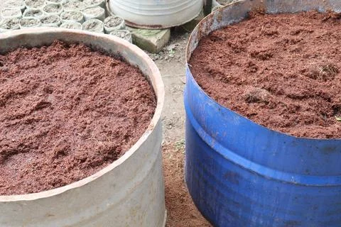 Fertilizer on barrel for sell Stock Photos