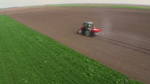 Fertilizer spreading on the field. Stock Footage 62521459