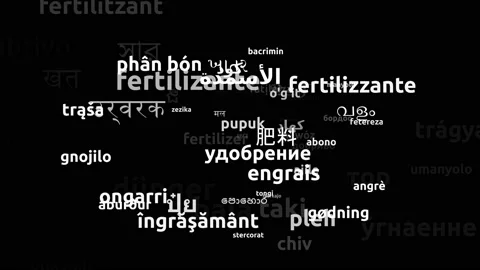Fertilizer Translated in 63 Worldwide Languages Endless Looping 3d Zooming Wo Video stock 145214781