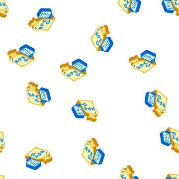 Fertilizers bag isometric icon seamless pattern 库存插图