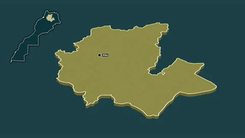 Fes-Meknes, Morocco, extruded and isolated. Pattern Stock Footage 164862574