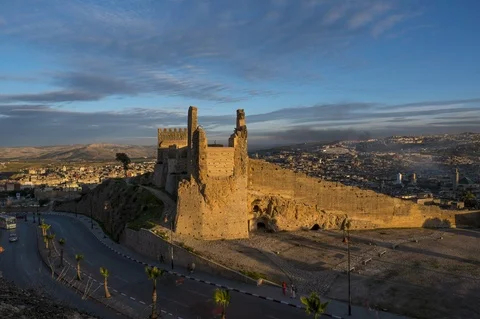 Fes Monument, Day to Night, Timelapse Stock Footage 124978175