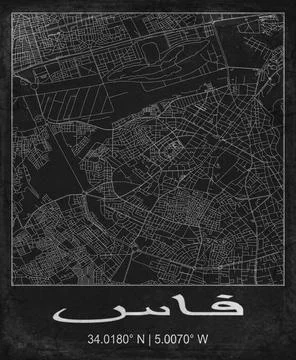 Fes Morocco Black and White City Map Art Stock Illustration