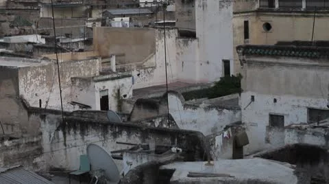 Fes, Morocco Medina Rooftops Stock-Footage 8837861