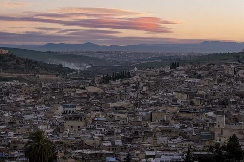 Fes at Sunset, Timelapse Stock Footage 124944216