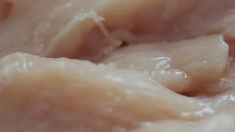 Fesh poultry meat slices 4K sliding video Stock Footage 171607080