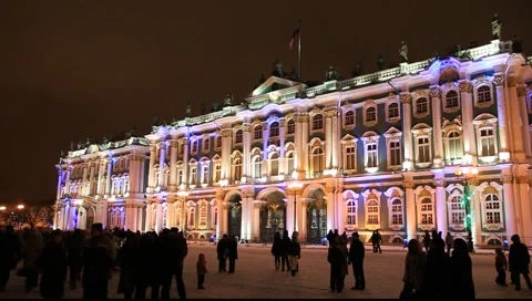 Fest lighting of Winter Palace, St. Petersburg, Russia Stock Footage 1003185