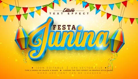 Festa Junina 3D Text Effect Design Editable and Scalable Vector Graphic Sty.. Stock Illustration