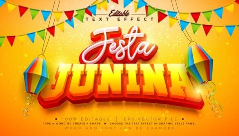 Festa Junina 3D Text Effect Design Editable and Scalable Vector Graphic Sty.. Stock Illustration