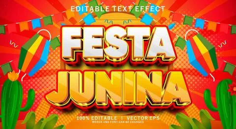 Festa junina 3d vector text effect with modern style design Illustrazione stock