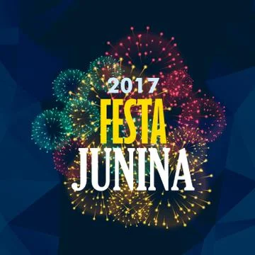 Festa junina background with fireworks Stock Illustration
