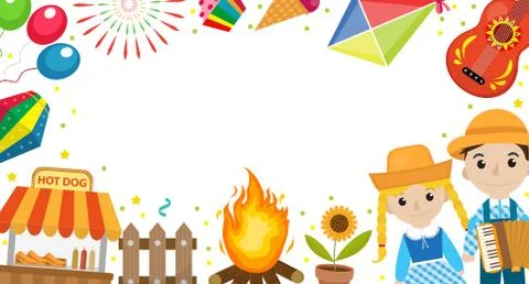 Festa Junina banner with space for text. Brazilian Latin American festival .. Stock Illustration