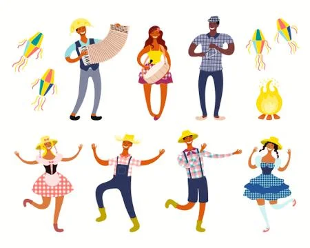 Festa Junina characters set Ilustração Stock