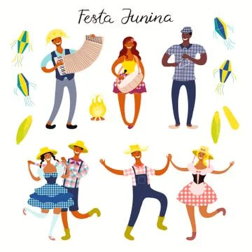 Festa Junina characters set Stock Illustration
