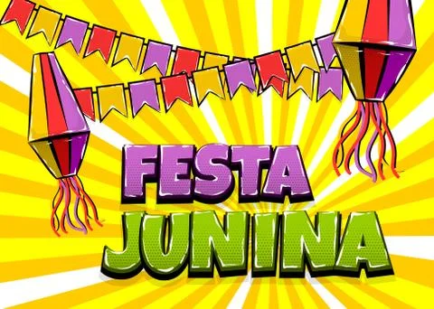 Festa Junina comic text pop art Stock Illustration