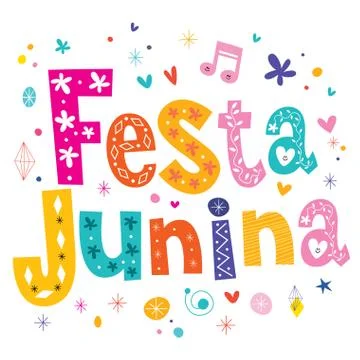 Festa Junina decorative type text - traditional Brazil june festival party Stock Illustration