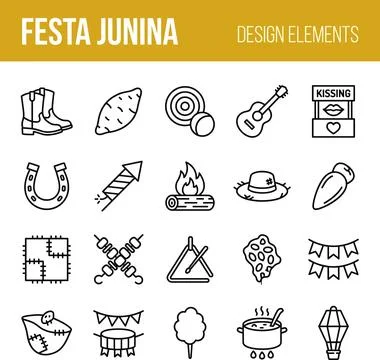 Festa Junina Design Elements Collection - Traditional Brazilian June Festiv.. Stock-Illustration