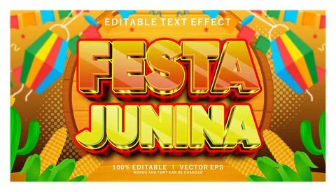Festa junina editable 3d text effect with modern style design Stock Illustration