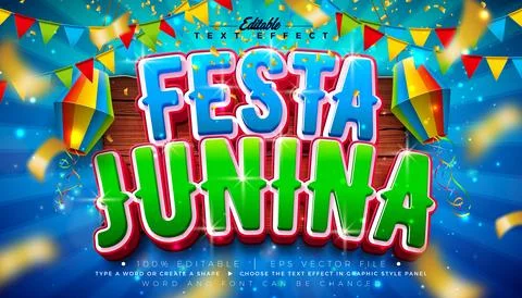 Festa Junina Editable Text Effect Design Vector Graphic Style with 3d Typogra Stockillustratie