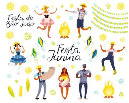 Festa Junina elements set Illustrazione stock
